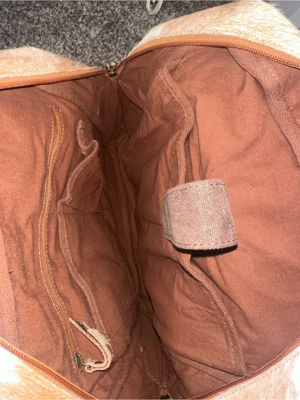 Myra Bag Brown & White Tooled Floral Cowhide Backpack